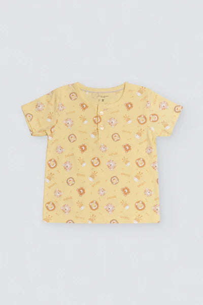 Conjunto bebé camiseta manga corta y short con tirantes Safari