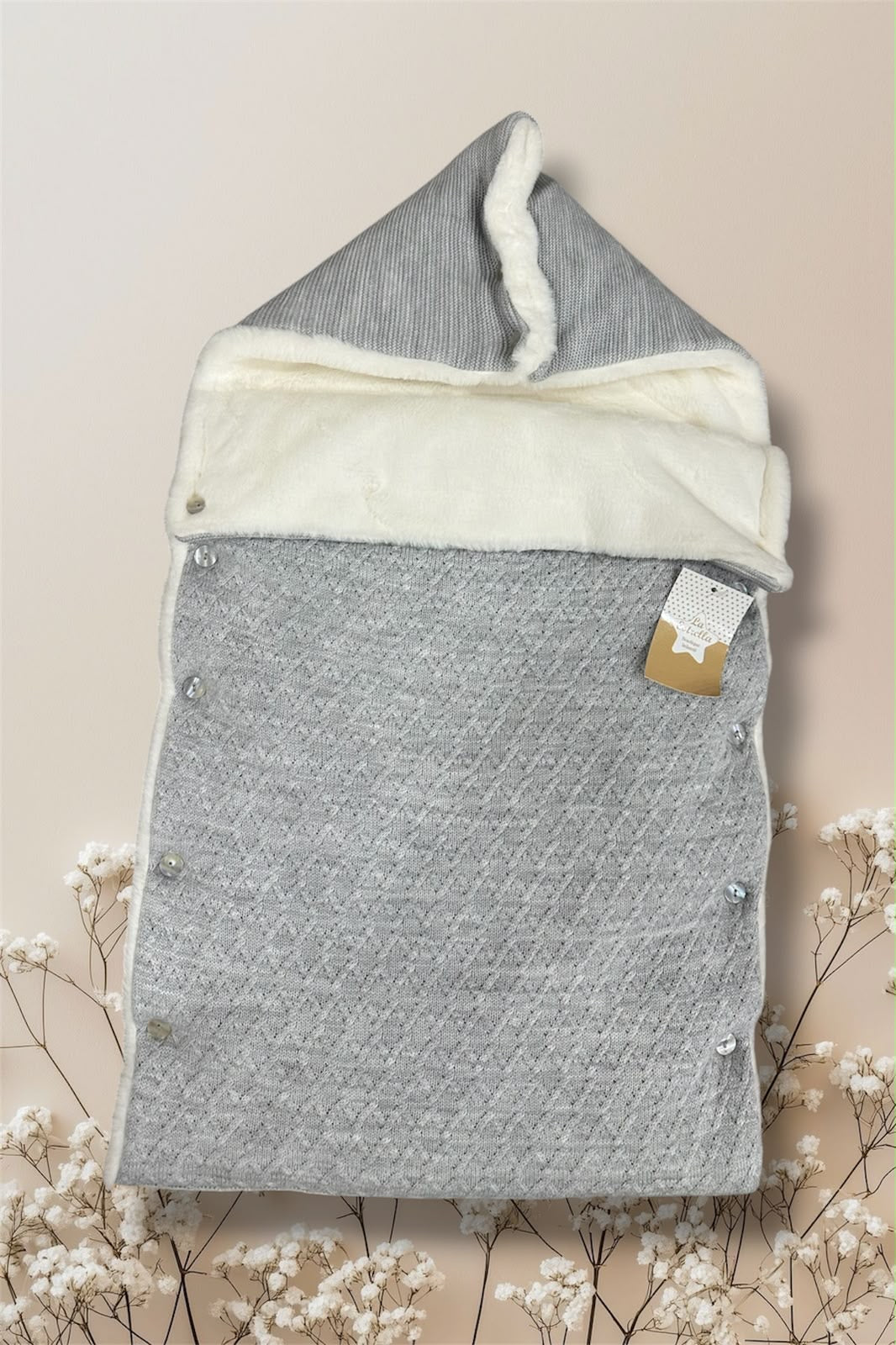 Saco capazo lana con borrego por dentro gris