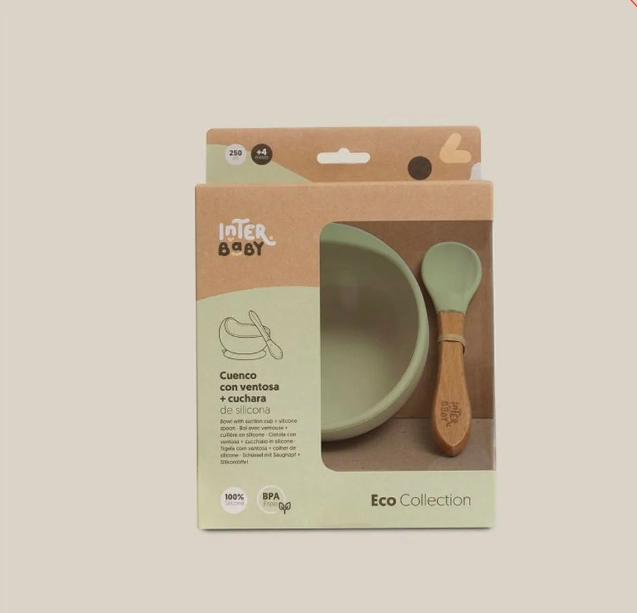 Cuenco con ventosa + cuchara de silicona