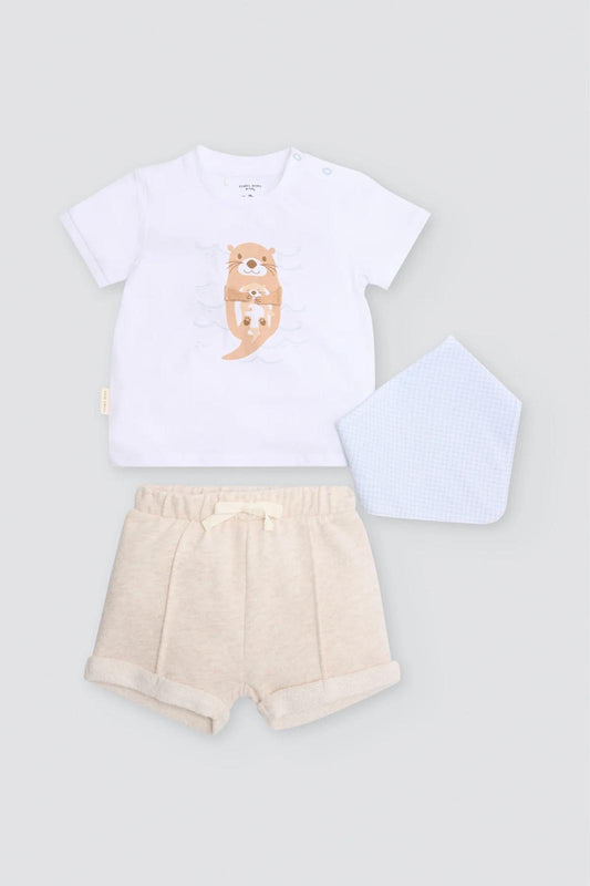 Conjunto bebé 3 piezas estampado nutria