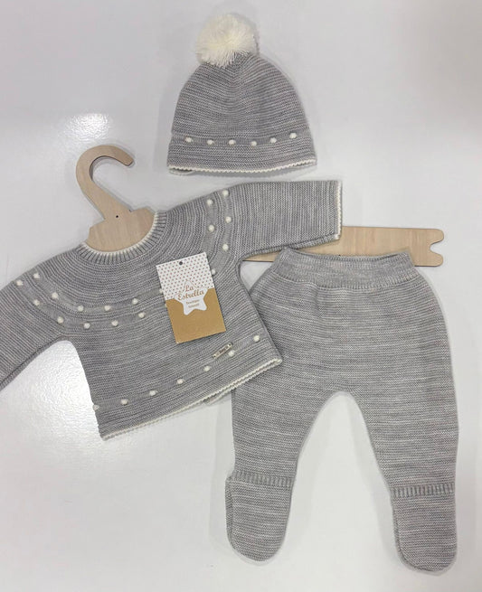 Conjunto 3 piezas lana topos