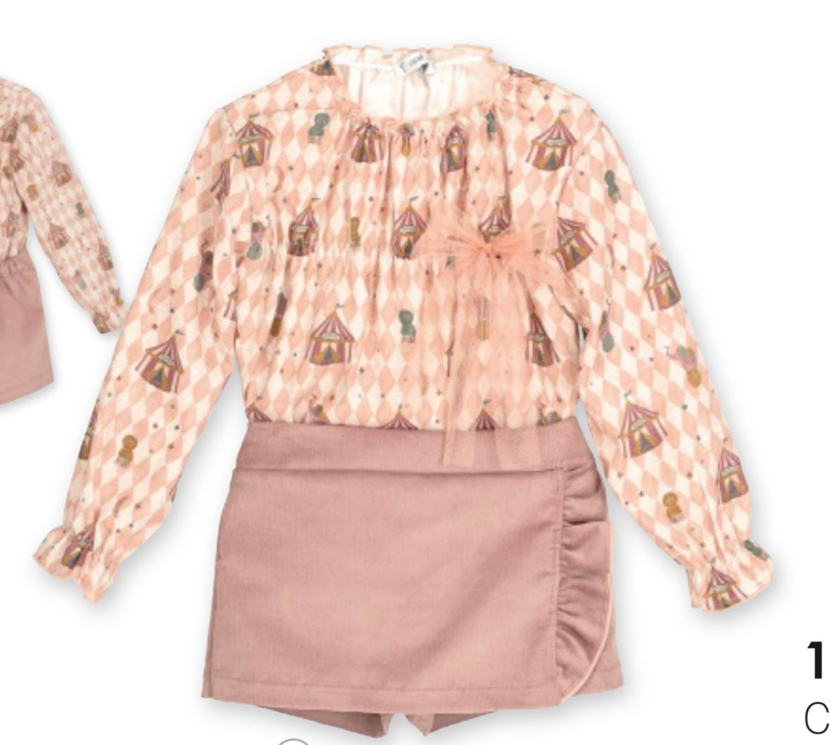 Conjunto falda pantalón rosa