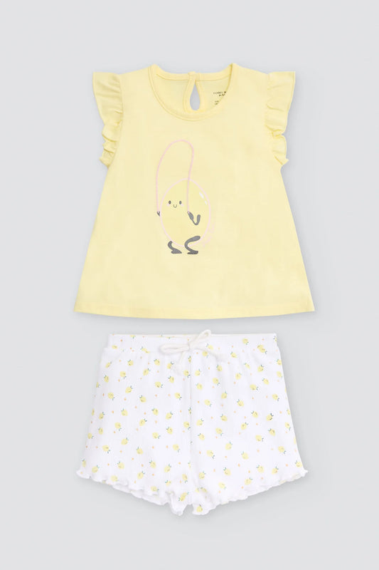 Conjunto bebé sin mangas estampado limones