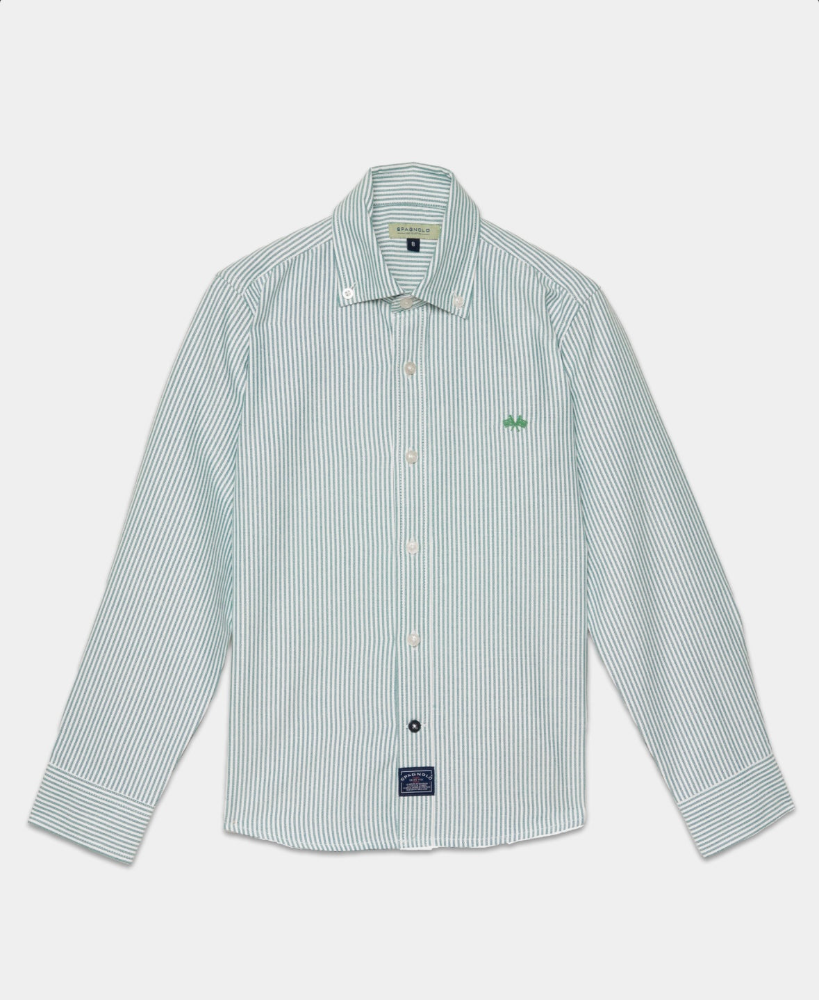Camisa Oxford listas verde