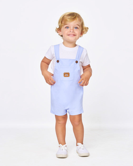 CONJUNTO CAMISETA Y PETO CELESTE