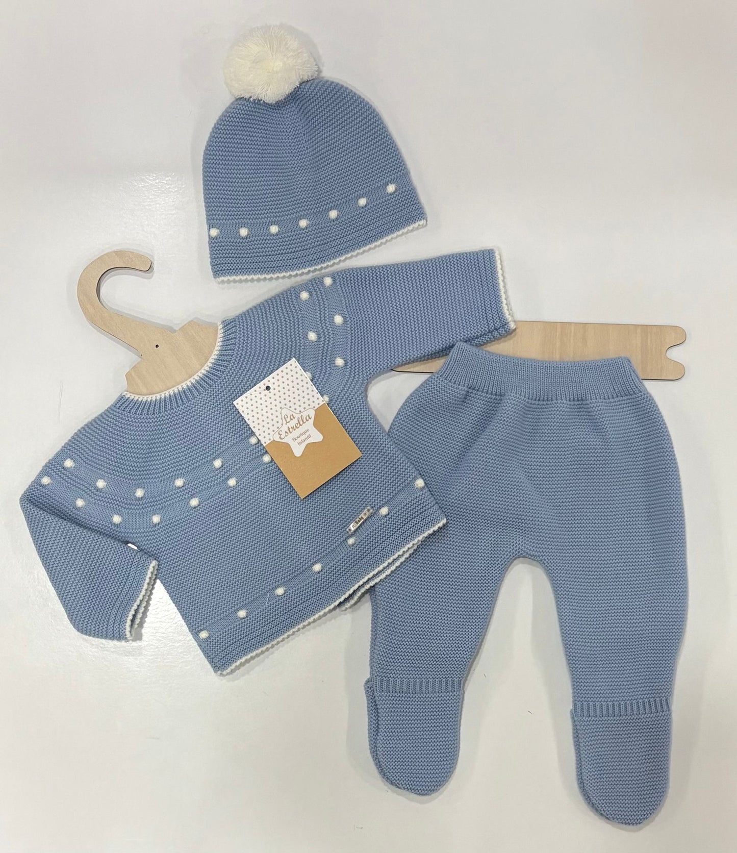 Conjunto 3 piezas lana topos