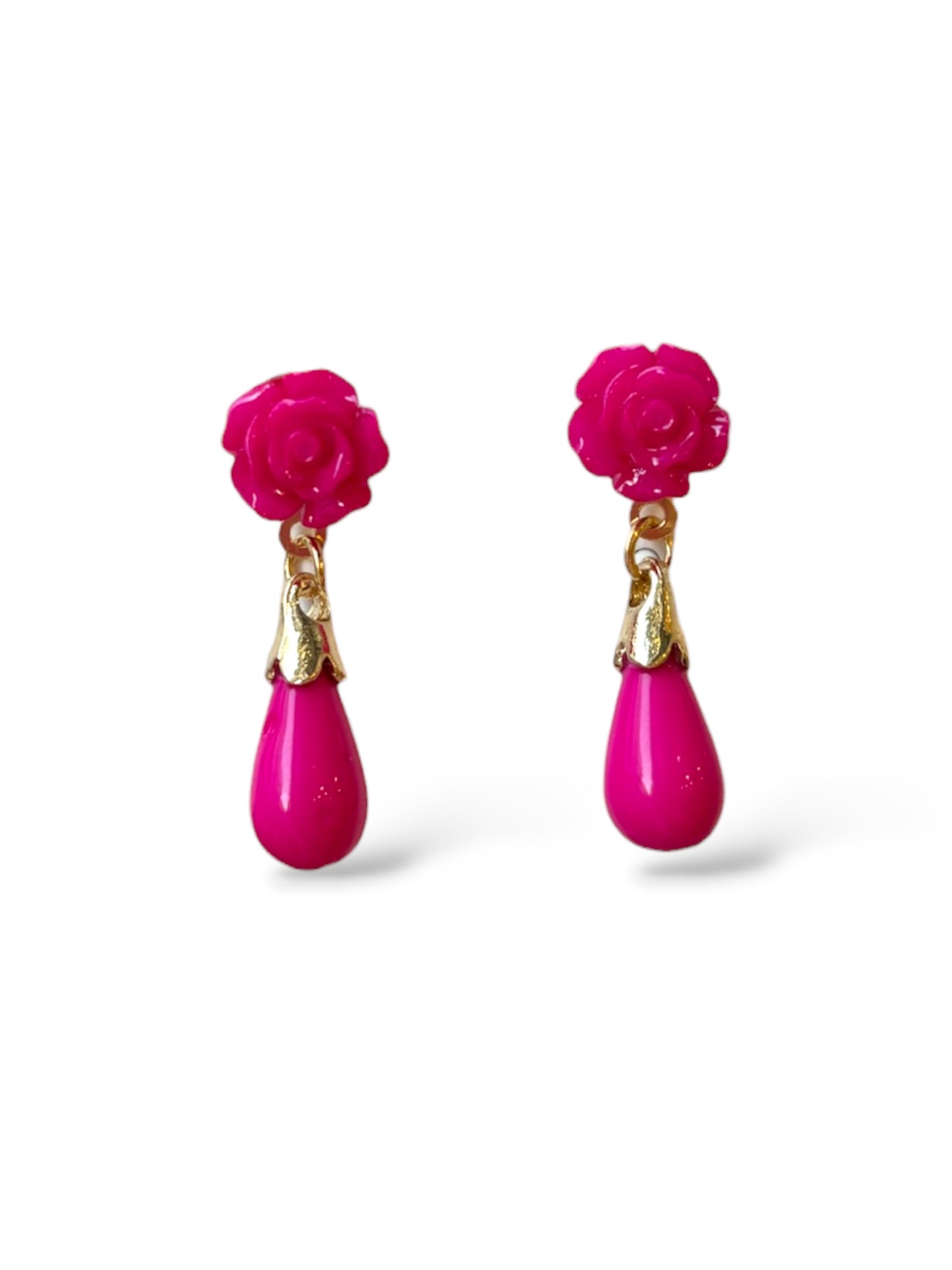 Pendientes flor de coral rosa fucsia