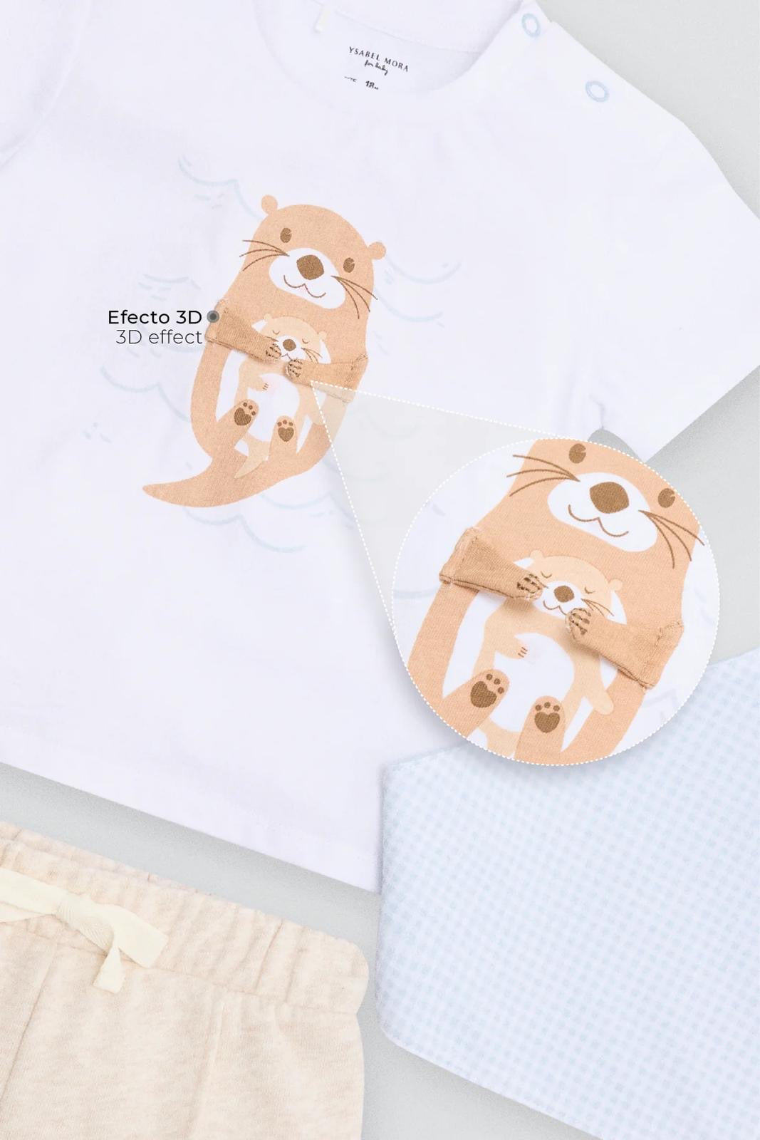 Conjunto bebé 3 piezas estampado nutria