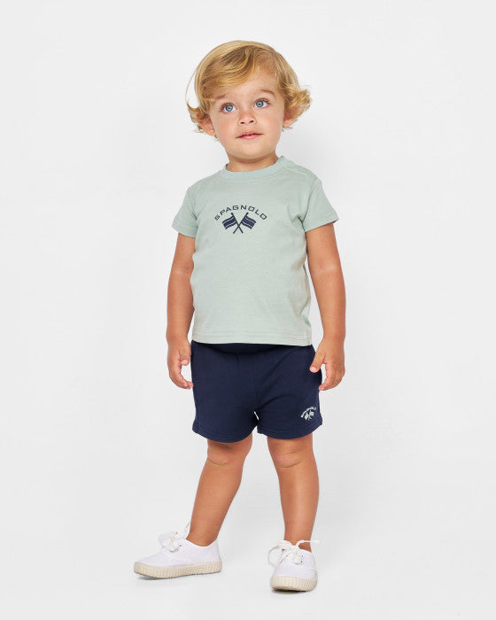 CONJUNTO CAMISETA Y BERMUDA VERDE Y MARINO
