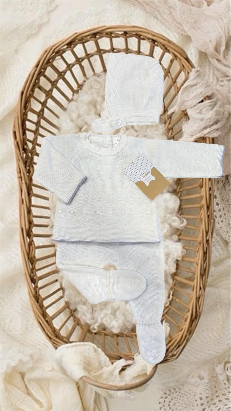 Conjunto hilo blanco ‘Rombos’