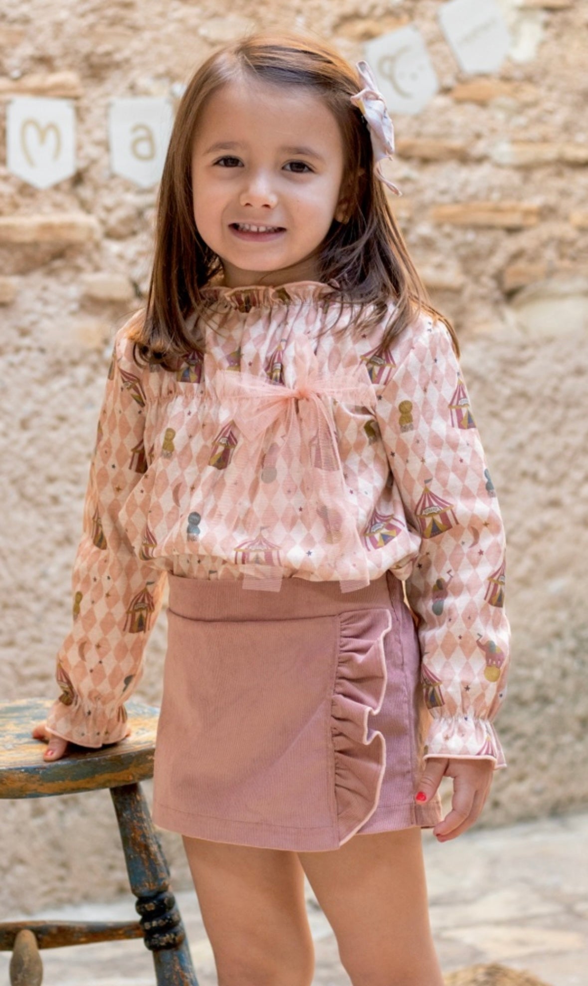 Conjunto falda pantalón rosa