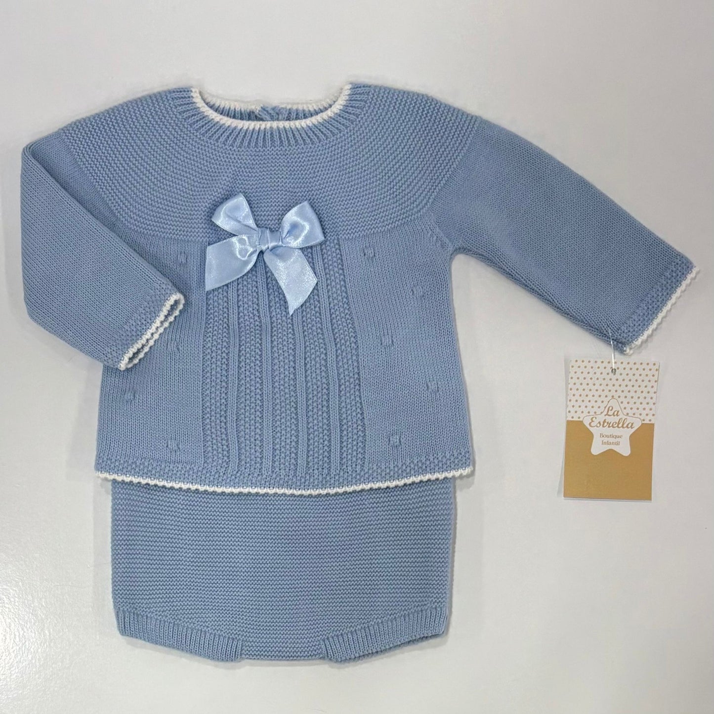 Conjunto lana Lazo azul empolvado