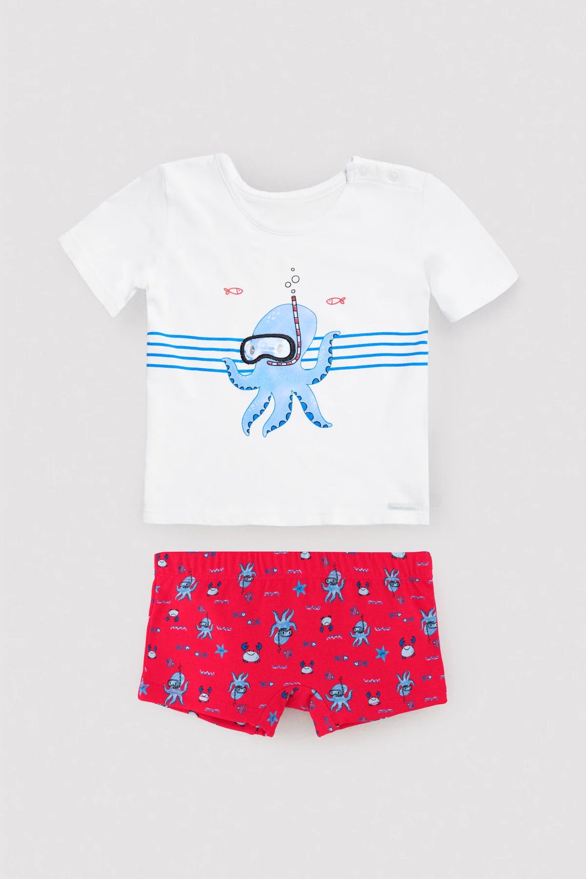 Conjunto camiseta y bañador bóxer bebé estampado pulpos