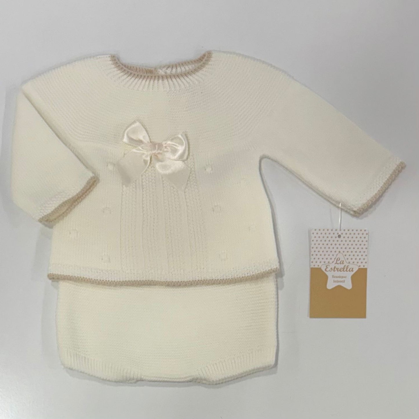 Conjunto lana Lazo blanco roto