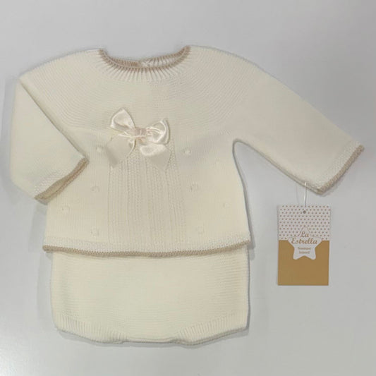 Conjunto lana Lazo blanco roto