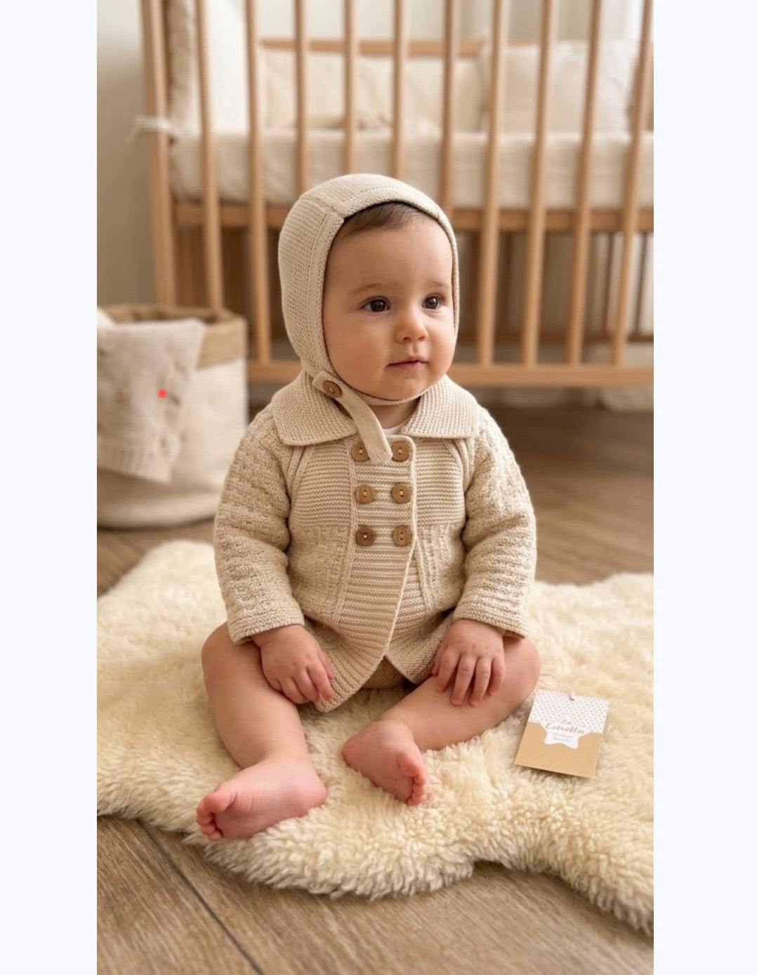 Abrigo de lana con capota beige