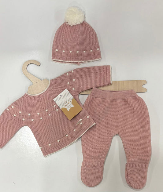 Conjunto 3 piezas lana topos