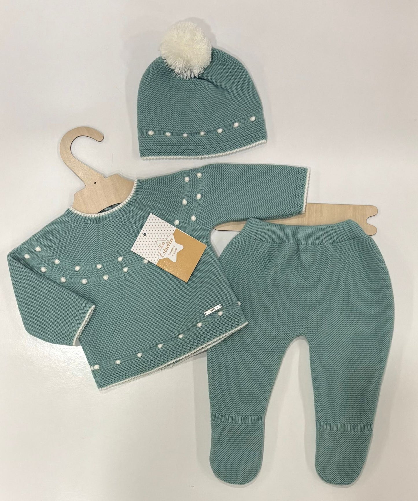 Conjunto 3 piezas lana topos