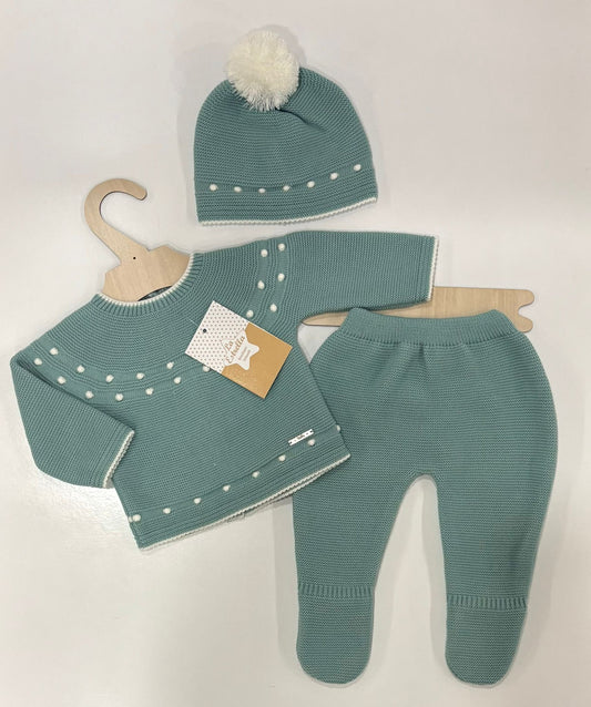 Conjunto 3 piezas lana topos