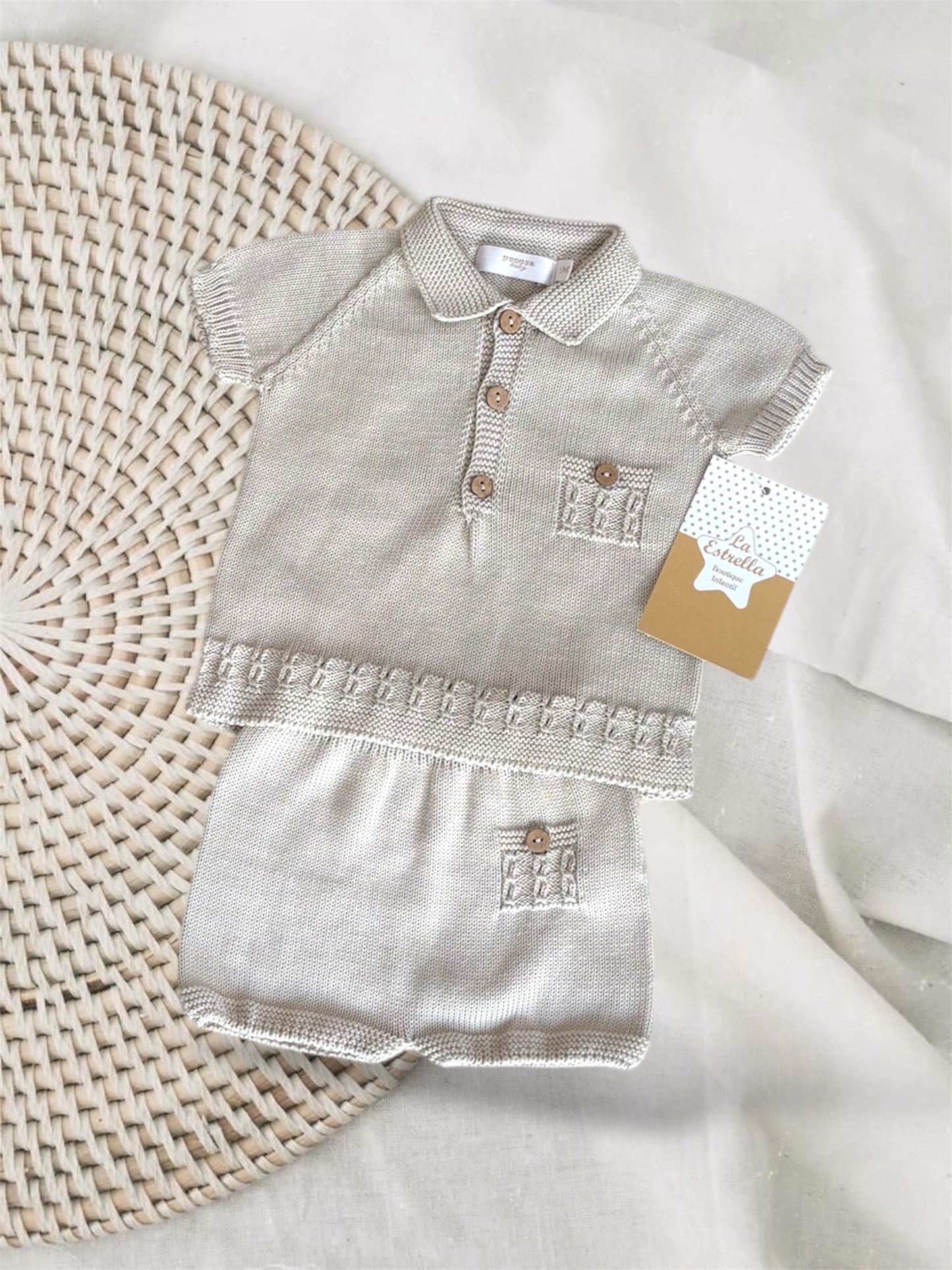 Conjunto hilo beige pecesa