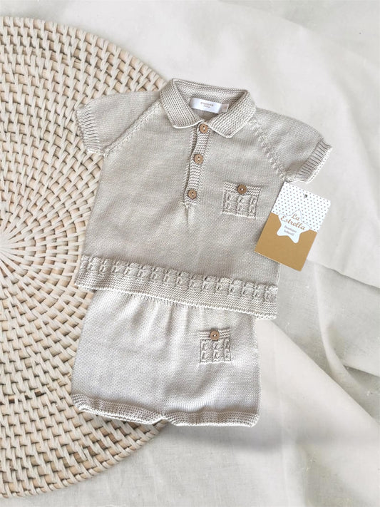 Conjunto hilo beige pecesa