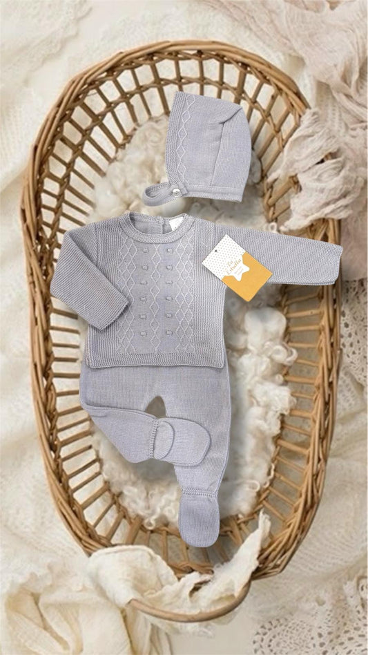 Conjunto hilo gris ‘Grecas’
